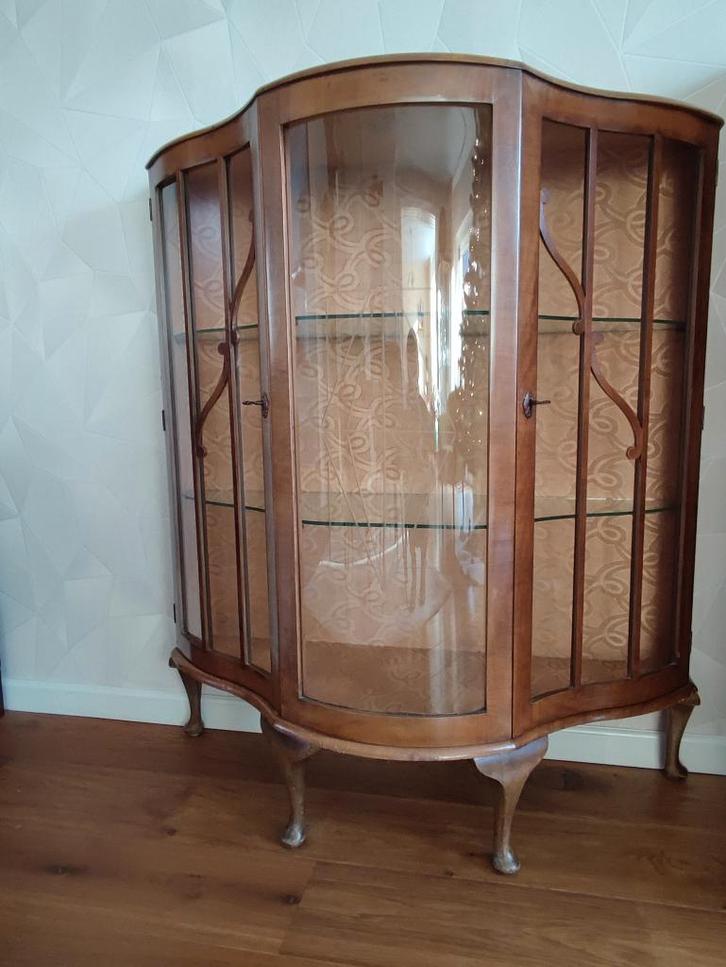 Antiek Engels vitrinekastje, mahonie hout, Antiek en Kunst, Antiek | Meubels | Kasten, Ophalen