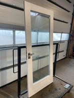 2 Hardhouten deur met glas afmetingen zie omschrijving, Ophalen, Gebruikt, 80 tot 100 cm, 200 tot 215 cm