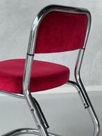 Jaren 70 eetkamerstoel vintage eettafelstoel retro rood, Ophalen, Gebruikt, Vintage, Metaal