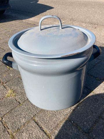 Vintage Grote emaille pan / was ketel grijs beschikbaar voor biedingen