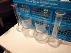 WEG=WEG!! SET 4 STUKS GLAZEN VAASJES 16CM + 25CM | GLASS, Gebruikt, Overige kleuren, Ophalen of Verzenden, Glas