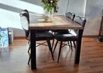 Eettafel met 4 stoelen - Moderne set, Huis en Inrichting, Tafels | Eettafels, Ophalen, Metaal, Gebruikt, 100 tot 150 cm
