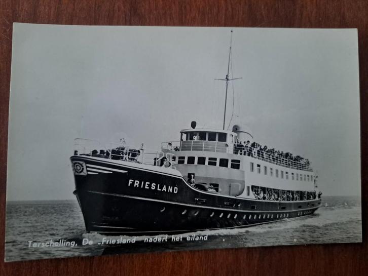 Oude ansichtkaart veerboot Friesland Terschelling, Verzamelen, Ansichtkaarten | Nederland, Gelopen, Waddeneilanden, 1940 tot 1960