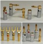 Nieuwe vergulde banaanstekkers en spades, Verzenden, Nieuw, Luidsprekerkabel