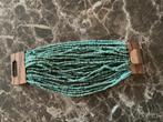 Armband turkoois met hout, Sieraden, Tassen en Uiterlijk, Armbanden, Ophalen, Zo goed als nieuw, Blauw, Hout