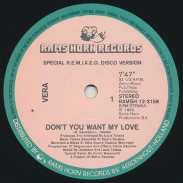 12" Maxi Single (1982) VERA - Don't You Want my Love (7:47) beschikbaar voor biedingen