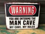 mancave warning wandborden tekstborden ijzer bar pub cafe, Nieuw, Ophalen