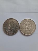 2x Zilveren Rijksdaalder 2.5 Gulden 1959 & 1960, Koningin Juliana, Zilver, Ophalen of Verzenden, Losse munt