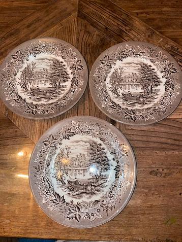 Castles ironstone tableware , 3 x bord bruin ( 18 cm) beschikbaar voor biedingen