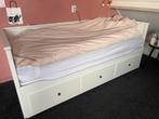 Uitschuifbaar bed IKEA HEMNES bedbank met 3 lades, Ophalen, Eenpersoons, Wit, Zo goed als nieuw