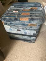 Denim poef, Huis en Inrichting, Banken | Voetenbanken en Poefen, Ophalen, Minder dan 50 cm, Gebruikt, Vierkant