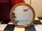 Ronde spiegel 60 cm diameter met houten rand, Ophalen, Gebruikt, Rond, Minder dan 100 cm