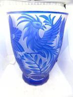 jugendstil art deco blauw vaas vogels, Antiek en Kunst, Ophalen of Verzenden