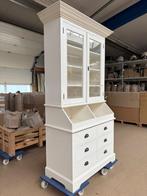 Landelijke Wit Houten Vitrinekast / Dressoir, Huis en Inrichting, Kasten | Vitrinekasten, Ophalen, 100 tot 150 cm, 200 cm of meer