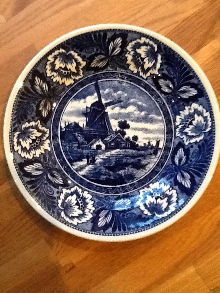 Wandbord antiek delftsblauw met molen 24 cm, Antiek en Kunst, Antiek | Wandborden en Tegels, Ophalen of Verzenden