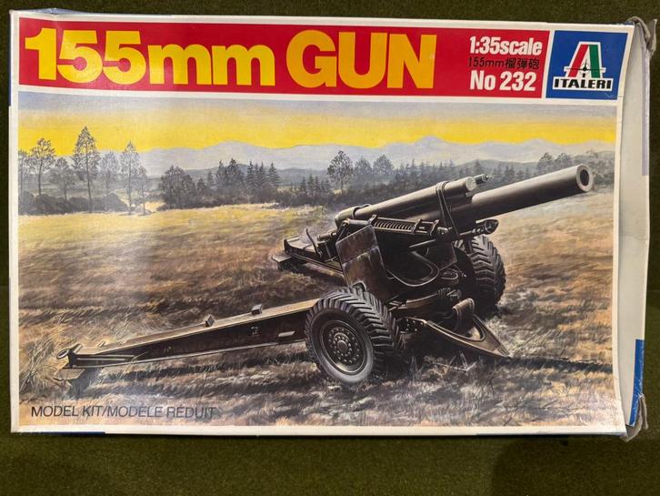 Italeri 232 1/35 155 mm field howitzer, Hobby en Vrije tijd, Modelbouw | Auto's en Voertuigen, Zo goed als nieuw, Tank, 1:32 tot 1:50