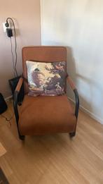 Cognac kleurige fauteuil, Huis en Inrichting, Fauteuils, Ophalen, 75 tot 100 cm, Zo goed als nieuw, Metaal
