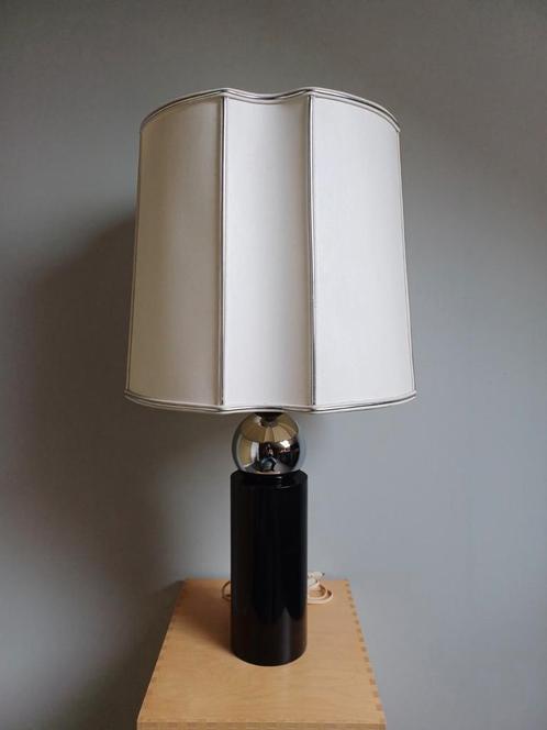 Vintage Mid Century Tafellamp, Huis en Inrichting, Lampen | Tafellampen, Gebruikt, 50 tot 75 cm, Glas, Metaal, Stof, Ophalen of Verzenden