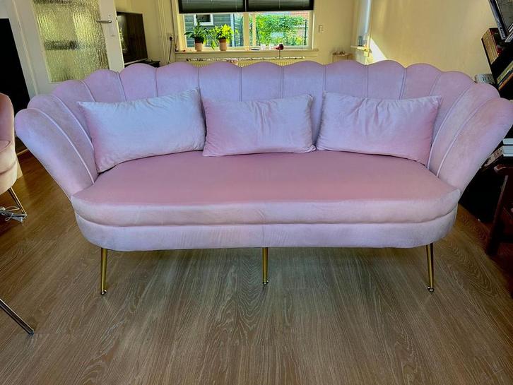 Roze Velvet bank, Huis en Inrichting, Banken | Sofa's en Chaises Longues, Zo goed als nieuw, 75 tot 100 cm, Stof, Ophalen