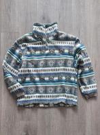 Vintage 80s Fong Leng fleece Noorse sweater L, Blauw, Maat 42/44 (L), Ophalen of Verzenden, Gedragen