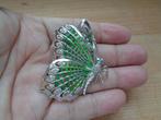 prachtig grote zilveren vlinder broche [968], 4 tot 7 cm, Met kristal, Zo goed als nieuw, Zilver