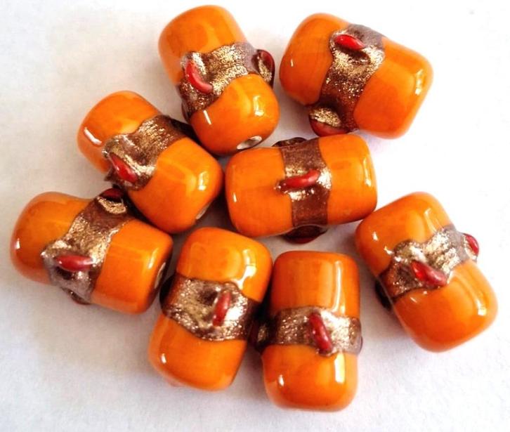 Lampwork oranje glas kralen 15x10 mm, Hobby en Vrije tijd, Kralen en Sieraden maken, Nieuw, Kraal, Verzenden