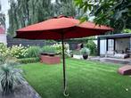 Parasol 300 cm. teakhouten frame, Ophalen, Gebruikt, Stokparasol