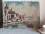 Prachtig oud stilleven, olieverf op doek (havenzicht), Antiek en Kunst, Verzenden