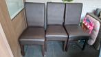 Gratis: 3 bruine eetkamerstoelen, Huis en Inrichting, Stoelen, Ophalen, Gebruikt, Bruin