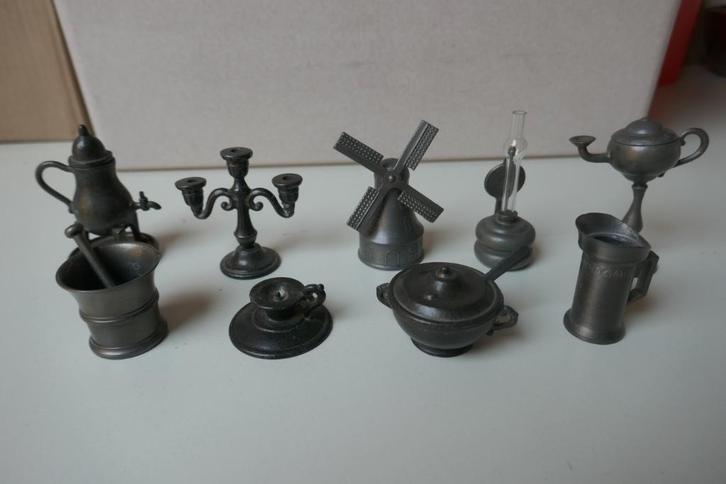 Tinnen letterbak figuurtjes (totaal 9 stuks) , Antiek en Kunst, Antiek | Tin, Ophalen of Verzenden