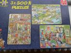 Jan van Haasteren-3 puzzels elk 500 stukjes compleet, Ophalen of Verzenden, Gebruikt