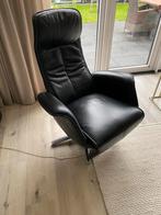 Zwart leren relaxstoel, Huis en Inrichting, Fauteuils, Ophalen, Zo goed als nieuw, 50 tot 75 cm