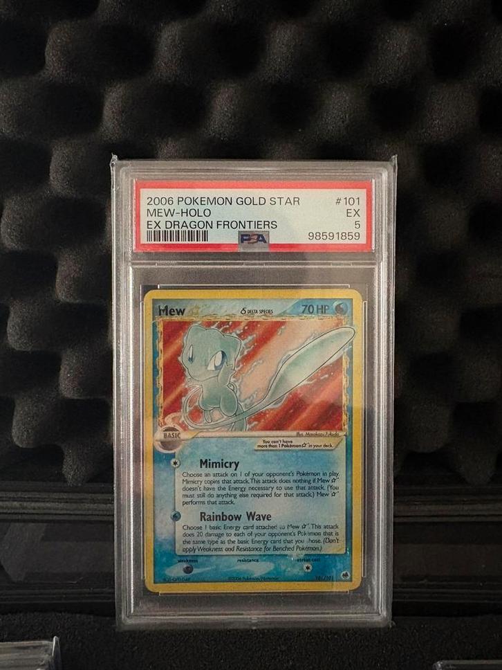 Mew goldstar (psa 5), Hobby en Vrije tijd, Verzamelkaartspellen | Pokémon, Zo goed als nieuw, Ophalen of Verzenden