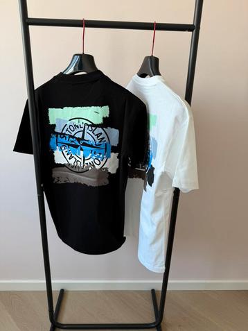 Stone island t-shirt print zwart beschikbaar voor biedingen