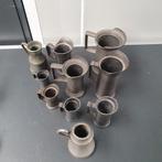 Antieke Tinnen Kannenset - 10 stuks, Ophalen