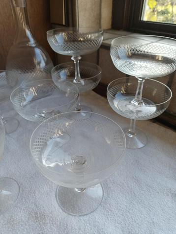 Antieke Italiaanse Kristallen Glazen & Karaffen Set beschikbaar voor biedingen