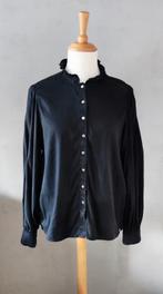 Penn&Ink zwarte stretch blouse met ruches maat 44, Penn & Ink, Zwart, Maat 42/44 (L), Ophalen of Verzenden