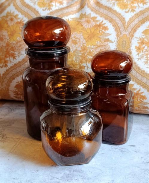 Vintage authentieke apothekerspotten uit België, set van 3, Antiek en Kunst, Antiek | Glas en Kristal, Ophalen of Verzenden