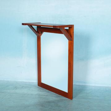 Deense teakhouten spiegel met hoedenplank jaren 60 beschikbaar voor biedingen