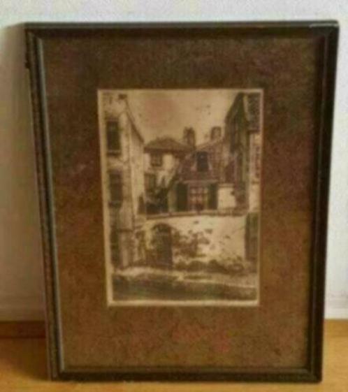 Ets Cornelis Brandenburg - Utrecht oude gracht Twijnstraat, Antiek en Kunst, Kunst | Etsen en Gravures, Ophalen