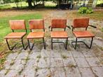 4x Jess Design leren stoelen, Huis en Inrichting, Stoelen, Ophalen, Gebruikt, Bruin, Leer