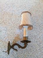 Wandlampje koper met zijden kapje., Antiek en Kunst, Antiek | Lampen, Ophalen of Verzenden