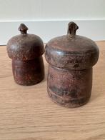 2 Antieke houten Tikka doosjes, Antiek en Kunst, Verzenden