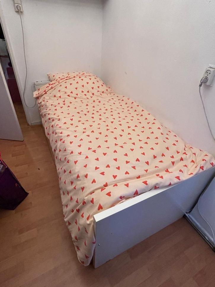1 persoonsbed met laden, Huis en Inrichting, Slaapkamer | Bedden, Gebruikt, Eenpersoons, 100 cm, 210 cm, Overige materialen, Wit