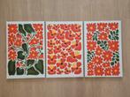 Bloemen Canvas Kunst - Set van 3, Schilderijen Oranje, Ophalen of Verzenden