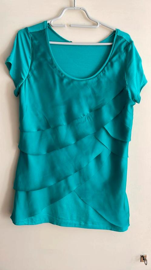 Expresso aquakleur shirt met aparte voorkant mt 42, Kleding | Dames, T-shirts, Gedragen, Maat 42/44 (L), Overige kleuren, Korte mouw