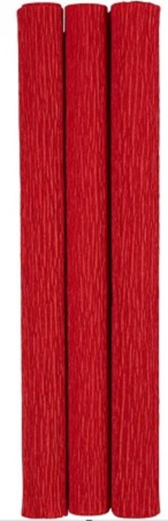 Crêpepapier 105 grams rood 3 rolletjes 25 x 60 cm per rol beschikbaar voor biedingen