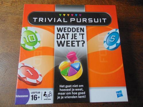 Trivial Pursuit Wedden dat je 't weet, Hobby en Vrije tijd, Gezelschapsspellen | Bordspellen, Zo goed als nieuw, Een of twee spelers