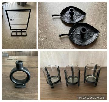 4 Leuke zwarte woonaccessoires - samen € 8,00  (KWF) beschikbaar voor biedingen