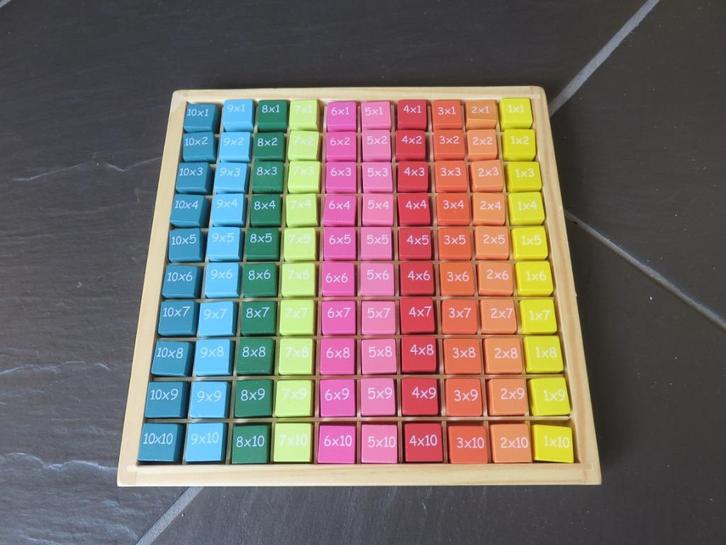 Houten spel tafels leren met blokjes, met antwoorden., Kinderen en Baby's, Speelgoed | Educatief en Creatief, Zo goed als nieuw